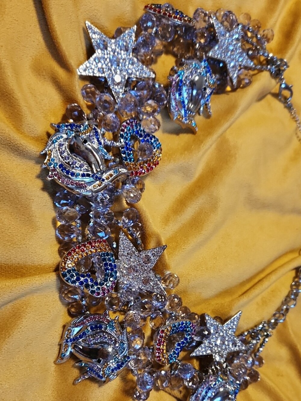 Sassy Jones Silver Multicolor Crystal Star, Unicorn & Heart Necklace - Picture 4 of 5